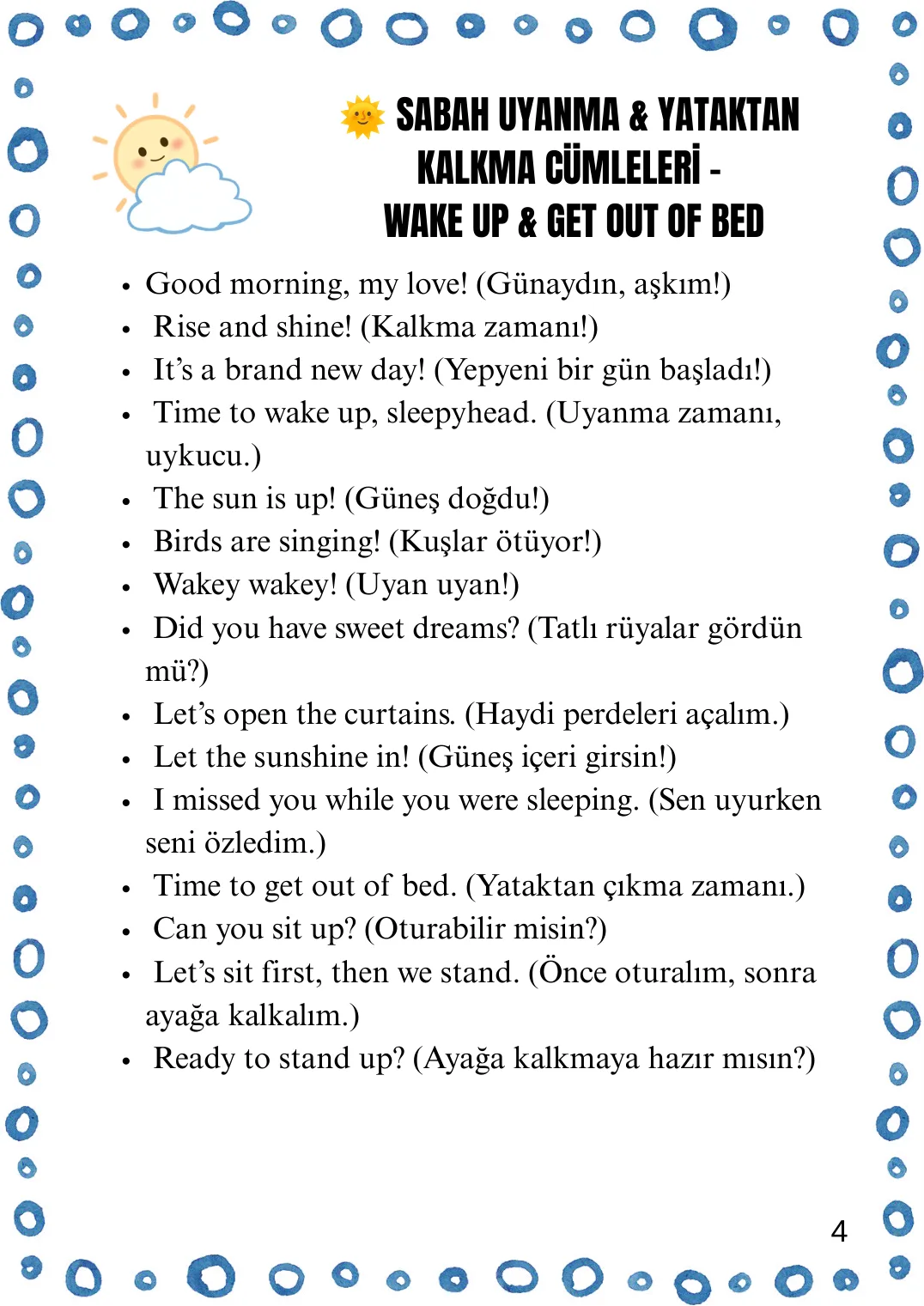 Speak English with Your Kids kitabından bir sayfa